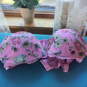 VICTORIAS SECRET DREAM ANGELS LIGHTLY LINED DEMI BRA EMBROIDERED FLORAL 40DD